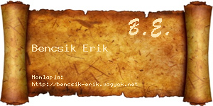 Bencsik Erik névjegykártya
